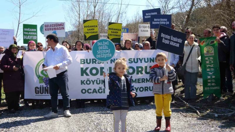 Bursa’da köylülerden ‘mermer ocağı istemiyoruz’ eylemi