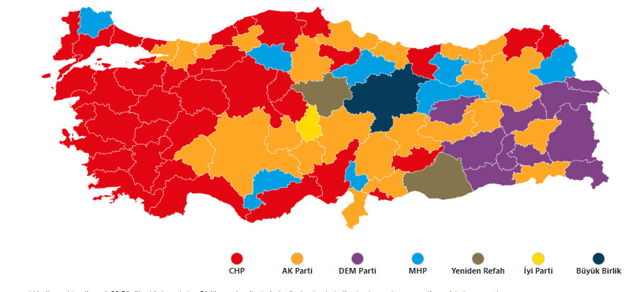 İşte belediye başkanlığında el değiştiren iller…