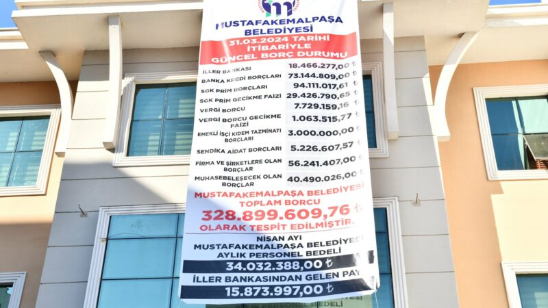 Bursa’nın o ilçesinin toplam borcu açıklandı! "Şeffaf bir yönetim anlayışıyla mevcut borç tablomuzu binamızın dışına asarak