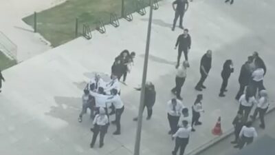 Hastane bahçesi bir anda ringe döndü