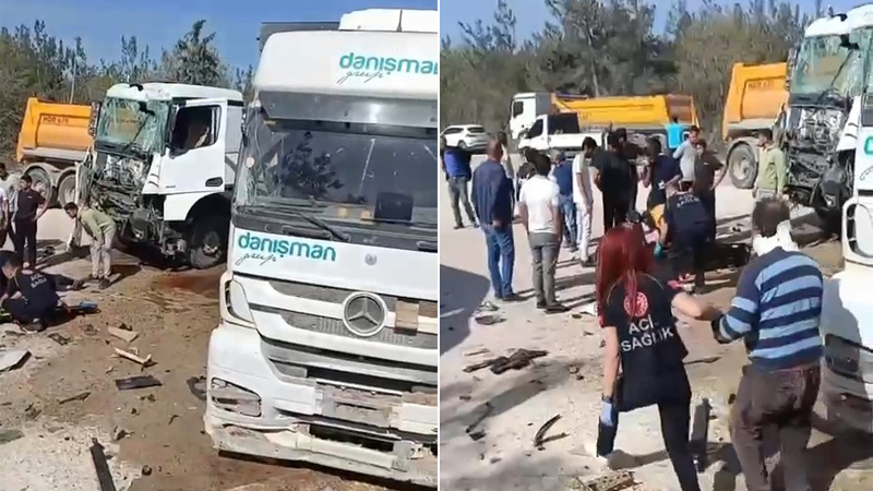 Bursa’da hafriyat kamyonları çarpıştı! Yaralılar var