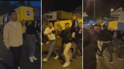 Görüntüler Bursa’dan… Galatasaray taraftarları Fenerbahçe tabutu taşıdı