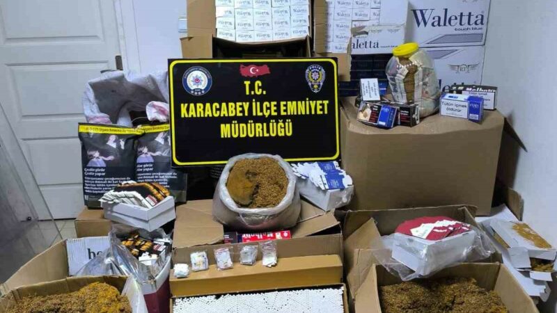 Bursa’da kaçak sigara operasyonu Bursa’nın Karacabey ilçesinde iş yeri ve depoya polisin düzenlediği operasyonda