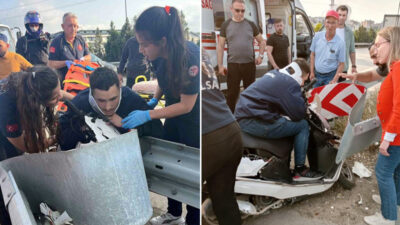 Bursa’da motosiklet bariyerlere ok gibi saplandı