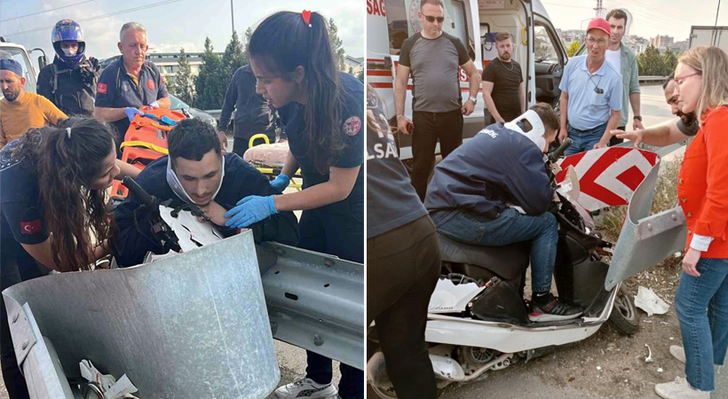 Bursa’da motosiklet bariyerlere ok gibi saplandı