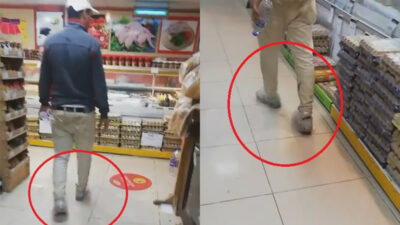 Görüntüler Bursa’dan… ‘Market kirlenmesin’ diye…