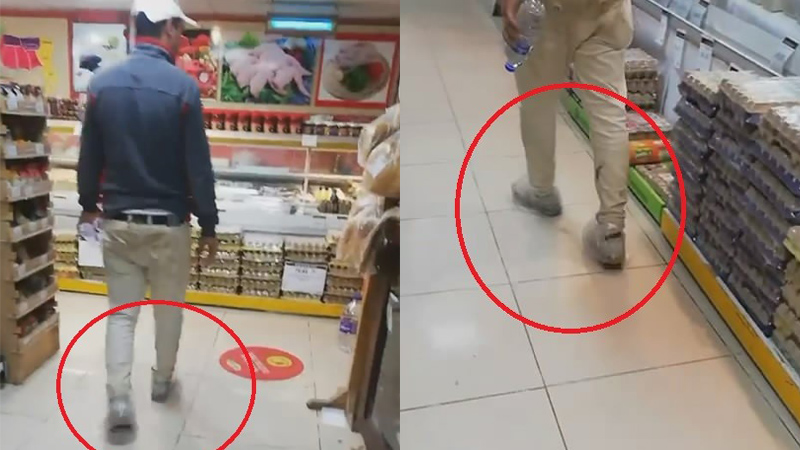 Görüntüler Bursa’dan… ‘Market kirlenmesin’ diye…