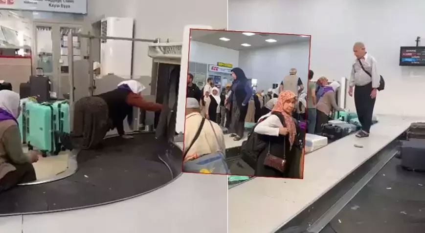 Hacdan dönen vatandaşların bavul çilesi! Hacdan dönen vatandaşların bavul çilesi!