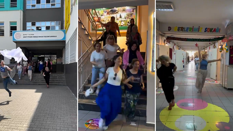 Bursa’da öğretmenlerden ‘tatil sevinci’ klibi
