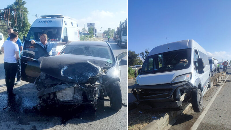 Bursa’da otomobil ile servis minibüsü çarpıştı: Yaralılar var Bursa'nın Karacabey ilçesinde, otomobil ile servis minibüsünün çarpışması sonucu 5