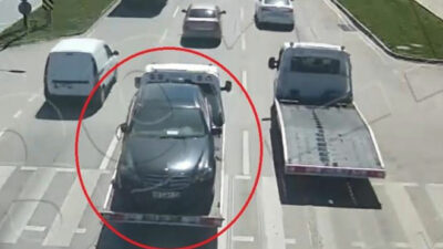 Bursa’da Mercedes’i çekiciyle çalan şahıslar önce kameralara sonra polise yakalandı