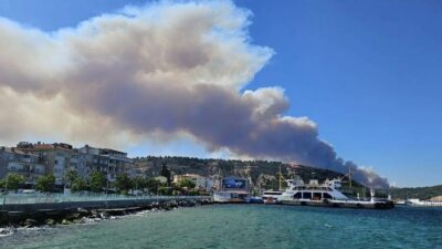 Çanakkale’de orman yangını! Gemi trafiği askıya alındı