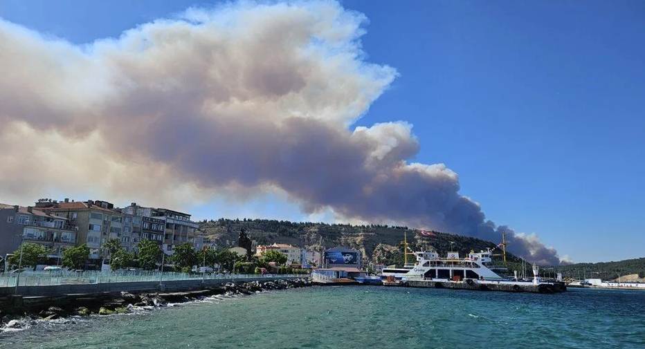 Çanakkale’de orman yangını! Gemi trafiği askıya alındı