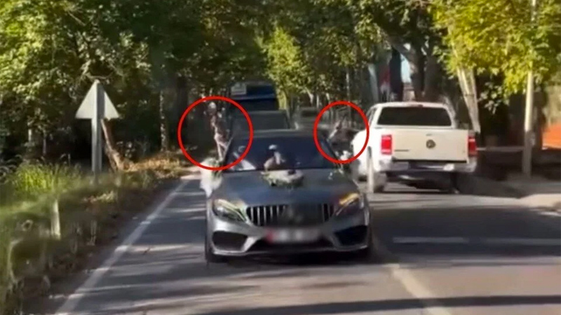 Gelinle damat havaya ateş açtı! Polis peşlerine düştü