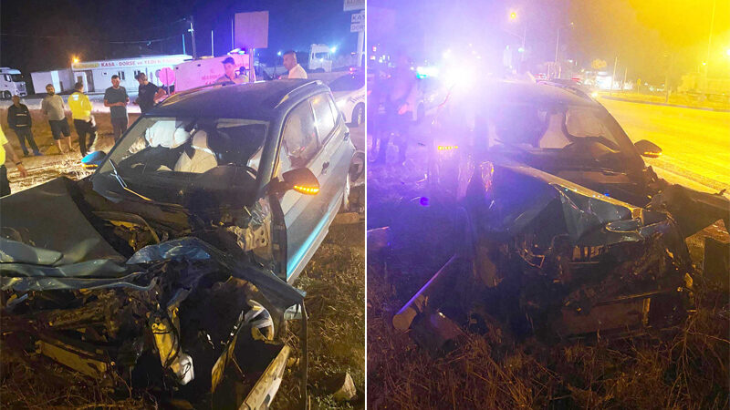 Bursa'nın Karacabey ilçesinde TIR'ın otomobile çarpması sonucu 2 kişi yaralandı.