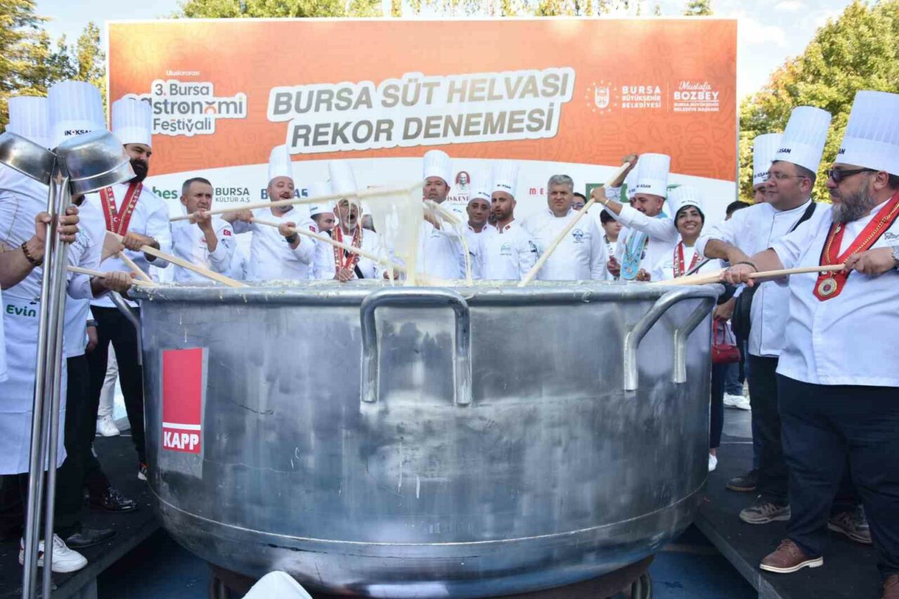 Bursa'da'süt helvası' rekor denemesi 1 gastronomi festivalinde bursa sut helvasi rekor denemesi 5b7f368