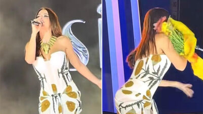 Simge’ye sahnede çiçek ve telefon şoku