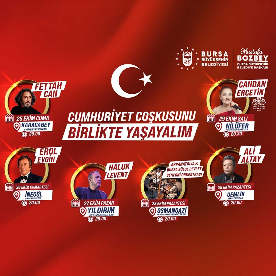Bursa’da 29 Ekim’e özel program; İşte konser tarihleri ve sanatçılar…