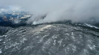 Beyaz örtüyle kaplanan Küre Dağları drone ile görüntülendi