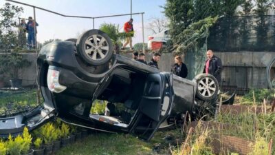 Bursa’da feci kaza: Çiçek bahçesine uçtu