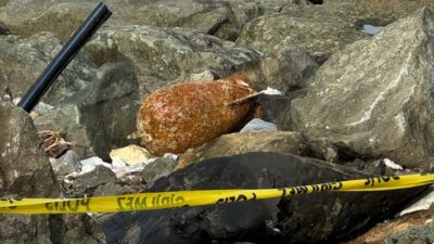 Sahilde patlamamış mühimmat bulundu