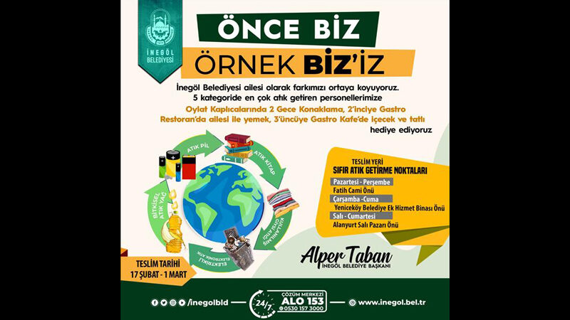 İnegöl Belediyesi, “Önce Biz, Örnek Biziz” sloganıyla personellerine yönelik atık