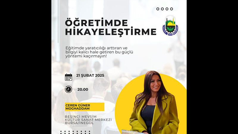 İnegöl Belediyesi, Ceren Güner Moghaddam’ın konuşmacı olarak katılacağı ve eğitimde