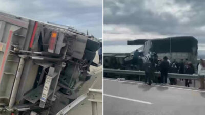 Bursa’da kamyon devrildi