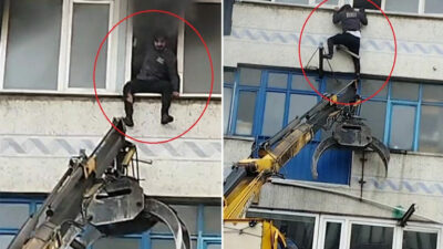 Bursa’da korku dolu anlar! Vinç ile kurtarıldı