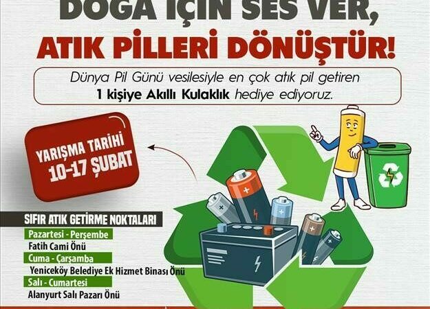 İnegöl Belediyesi, 18 Şubat Dünya Pil Günü sebebiyle atık pil