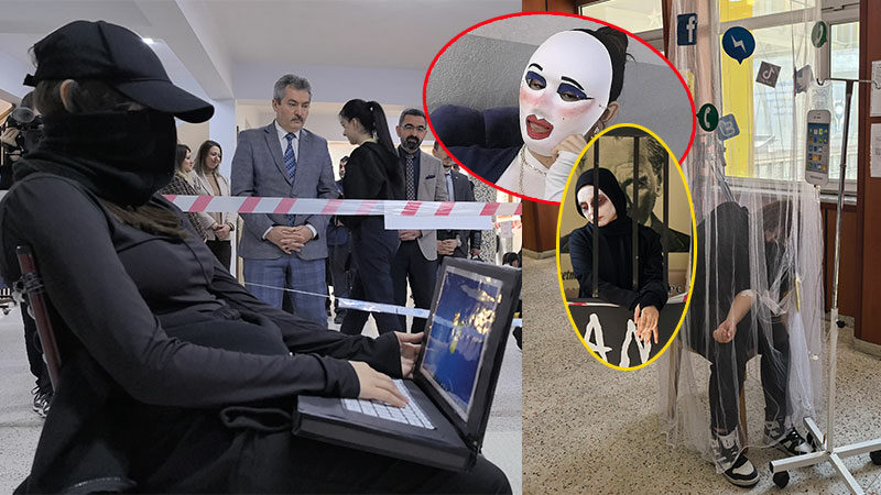 Bursa'nın İnegöl ilçesinde lise öğrencileri, teknoloji bağımlılığına 'canlı' sergiyle dikkat