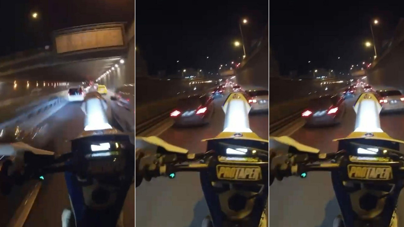 Görüntüler Bursa’dan… Hem kendini hem de trafiği tehlikeye attı