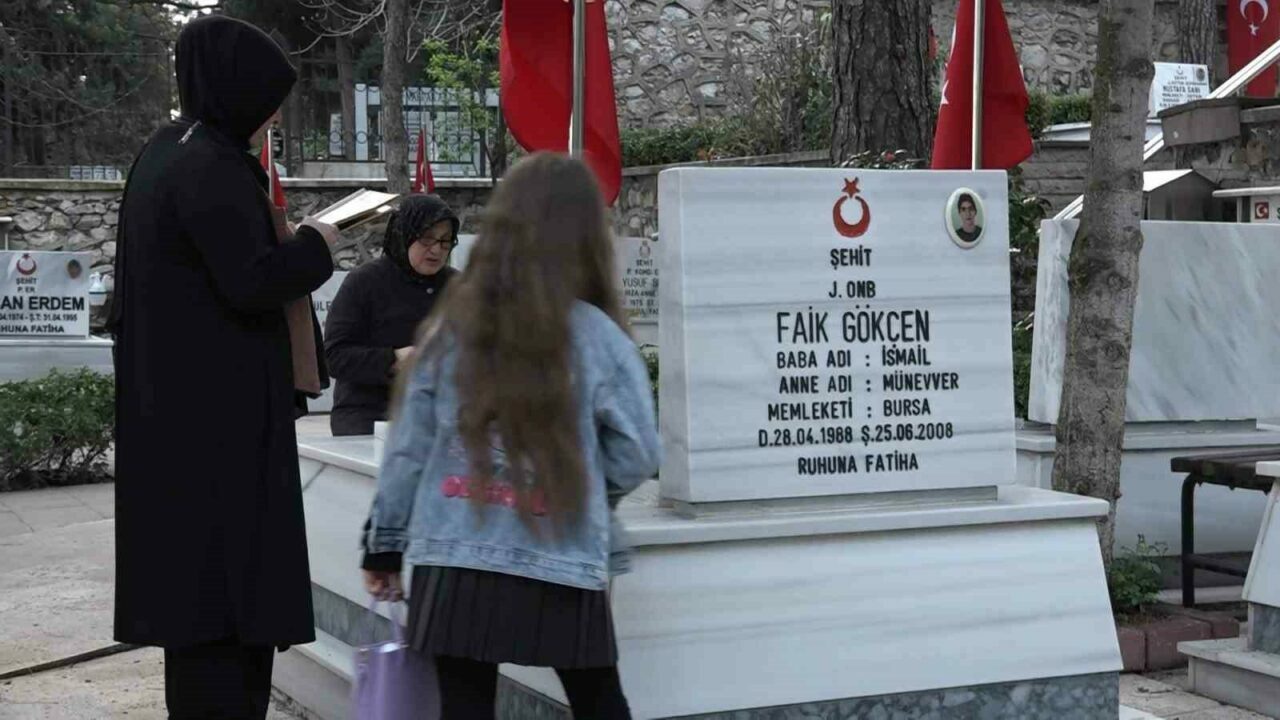 Bursa’da şehitlikte hüzünlü bayram