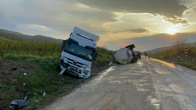 Bursa’nın İznik ilçesinde kontrolden çıkan ve dorsesinden ayrılan tavuk yağı