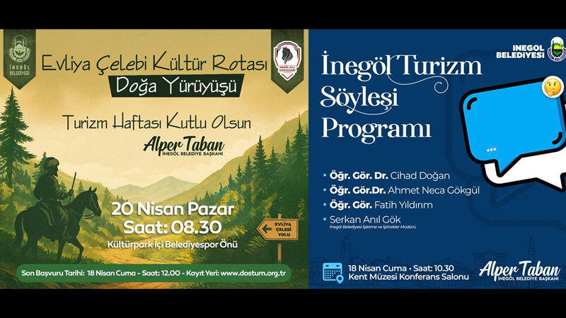 Bursa’nın bu ilçesinde Turizm Haftası’na özel 2 etkinlik İnegöl Belediyesi, 15-22 Nisan tarihlerinde kutlanan Turizm Haftası kapsamında 2