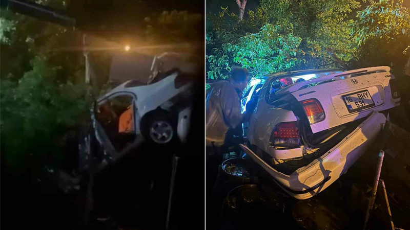 Bursa’da otomobil bahçeye uçtu