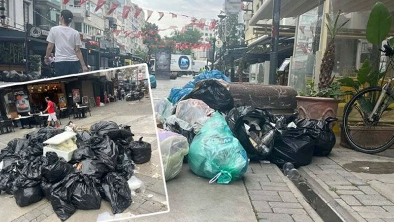 İzmir’de grev: Sokaklarda çöpler birikti