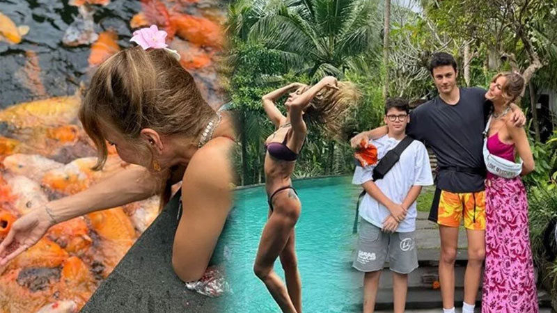 Çağla Şıkel ile oğullarına Bali’den beğeni yağdı