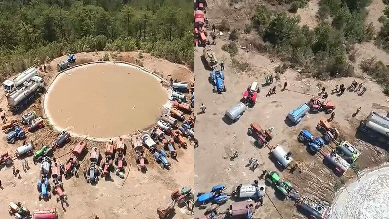 İşte Bursa’daki yangınlarda traktörlü çiftçi ordusu! Bursa’nın Harmancık ilçesinde 5 gün süren orman yangınında su bitince