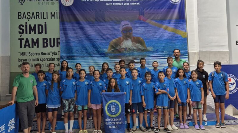 Bursa Büyükşehir Belediyesporlu kulaçlar madalyaları topladı Konya'da düzenlenen Türkiye Yüzme Federasyonu 10-11-12 Yaş Ulusal Gelişim Ligi