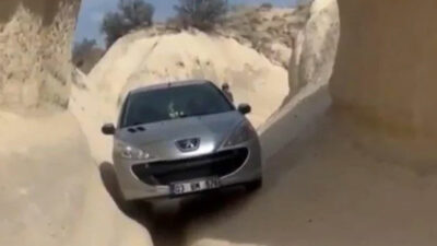 Navigasyon yanılttı, peribacalarının arasına soktu