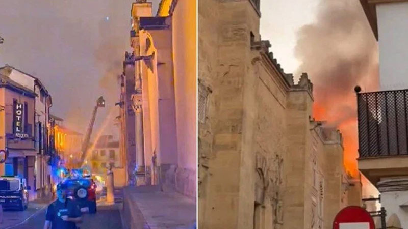 Avrupa’daki en ihtişamlı camide yangın Avrupa’daki en ihtişamlı camide yangın