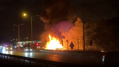 8 kilometre boyunca yanarak ilerledi