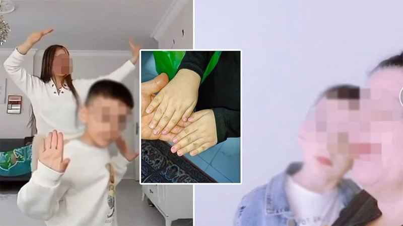 Ellerine oje sürdüğü oğlunu TikTok’ta dans ettirdi