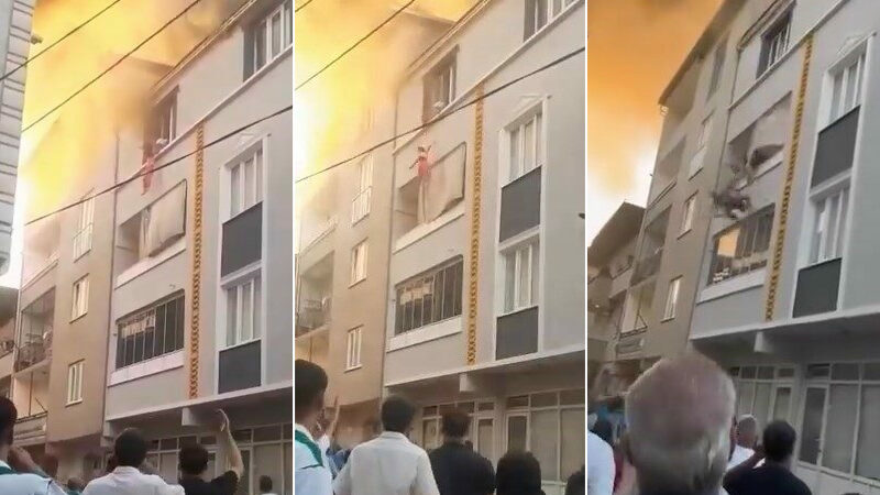 Bursa’nın Gürsu ilçesinde 3 katlı binanın çatı katının alevlere teslim