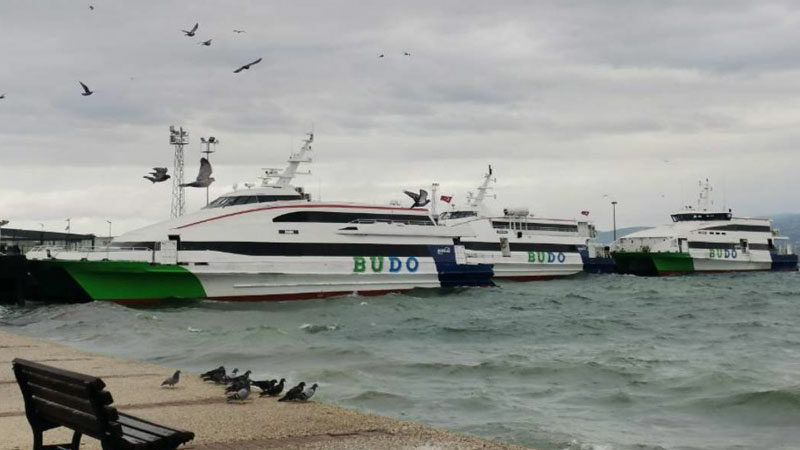 Bursa Deniz Otobüslerinin (BUDO) bugünkü 6 seferinin olumsuz hava koşulları