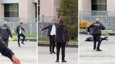 Adliye önünde silah sesleri