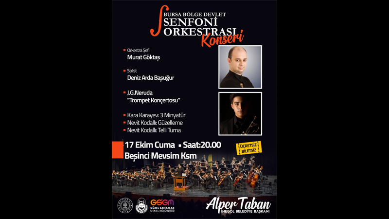 Bursa Bölge Devlet Senfoni Orkestrası, İnegöl’de sahne alıyor