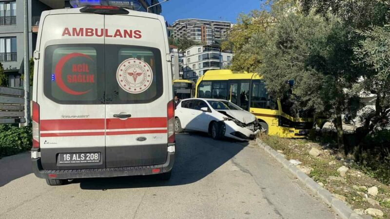 Bursa’da izne gelen uzman çavuş trafik kazasında yaralandı Bursa’nın Mudanya ilçesinde belediye otobüsüyle çarpışan otomobildeki uzman çavuş ve