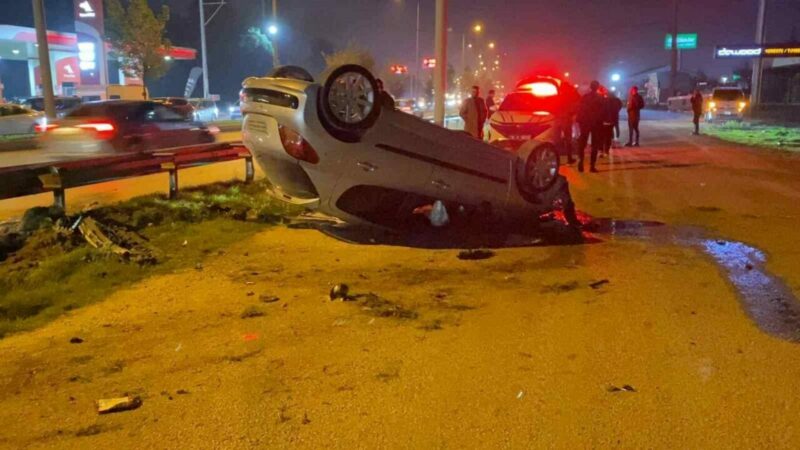 Bursa’da feci trafik kazası Bursa’nın İnegöl ilçesinde kontrolden çıkan otomobilin takla attığı kazada 2